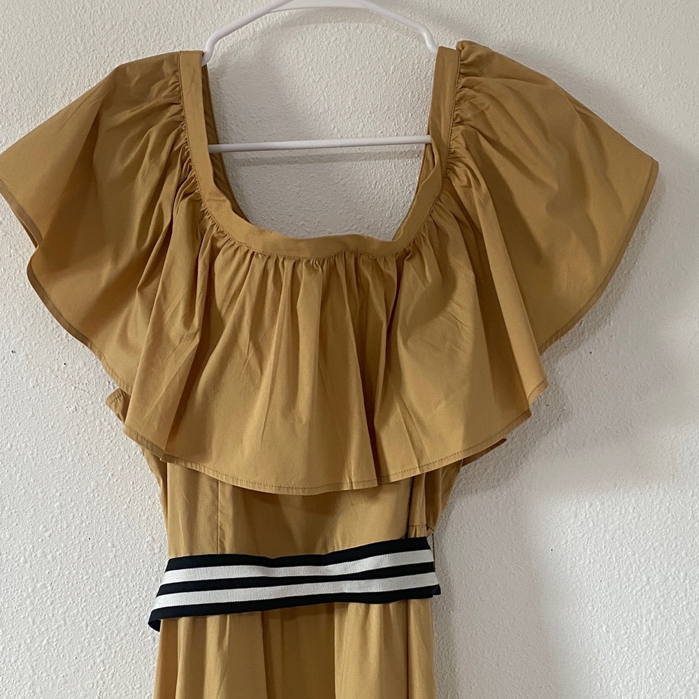 Who What Wear Tan Off-Shoulder Midi Dress - Picture 4 of 12